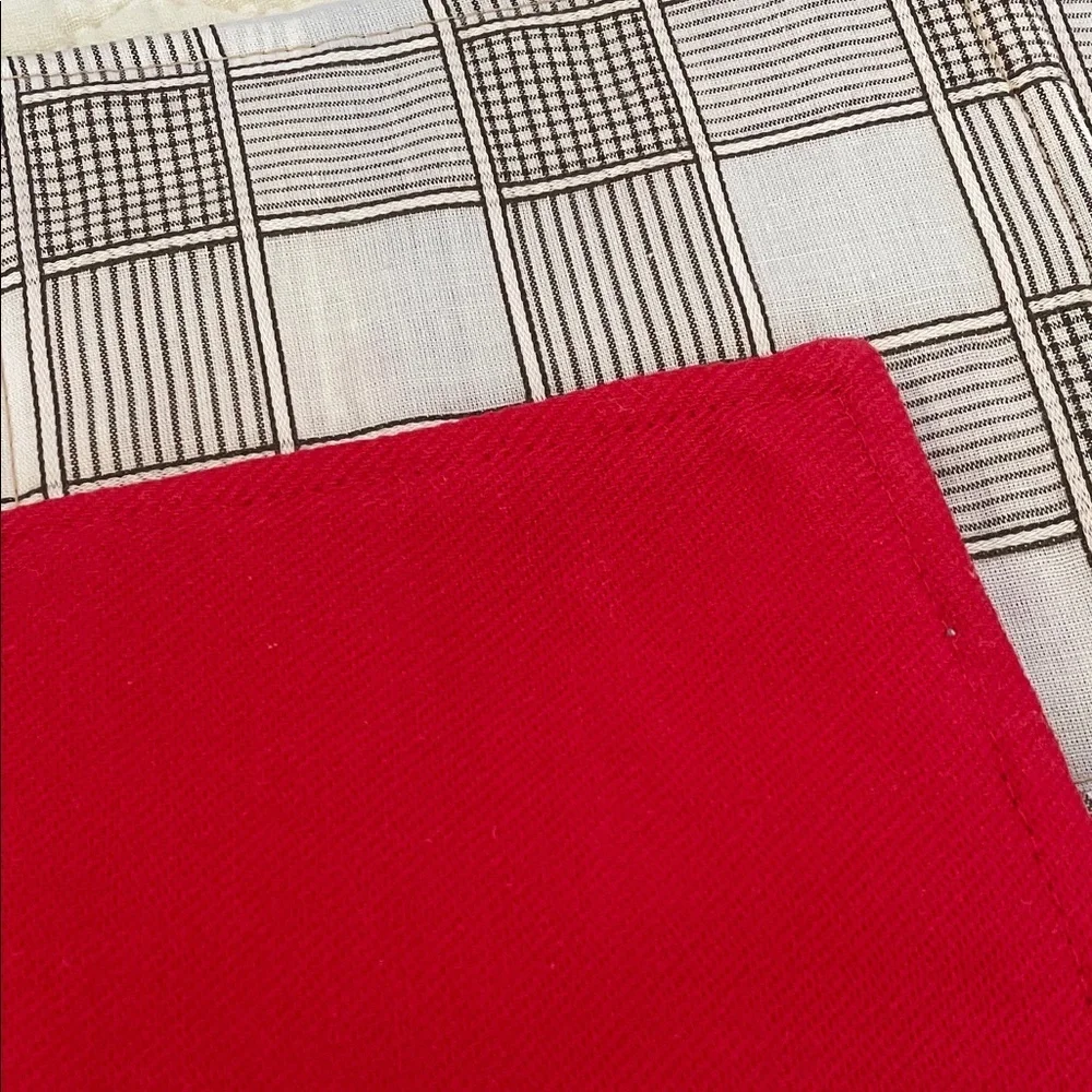 Set of Patterned and Red  vintage pot holders